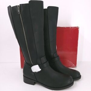 Journee Collection Yasmina Black Zip Knee High Boots Buckle Womens Size 9 M